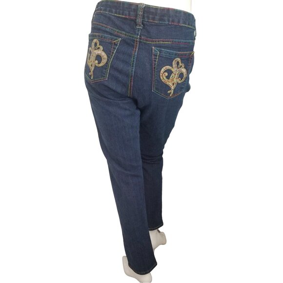 SouthPole Vintage y2K Low Rise Denim Jeans Rainbow Thread Jrs Sz 11 - Picture 1 of 9